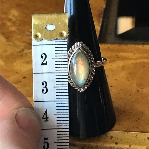 Natural Labradorite Sterling Silver Solitaire Ring Size 7 - Picture 5 of 9
